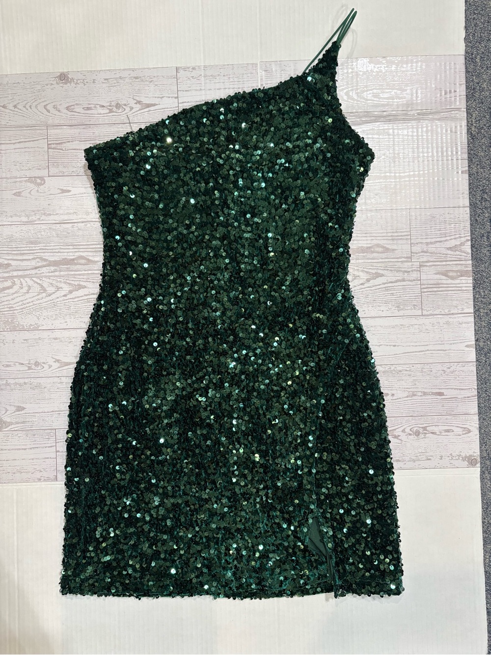 Green Sequin One-Shoulder Homecoming or Special Occasion Dress